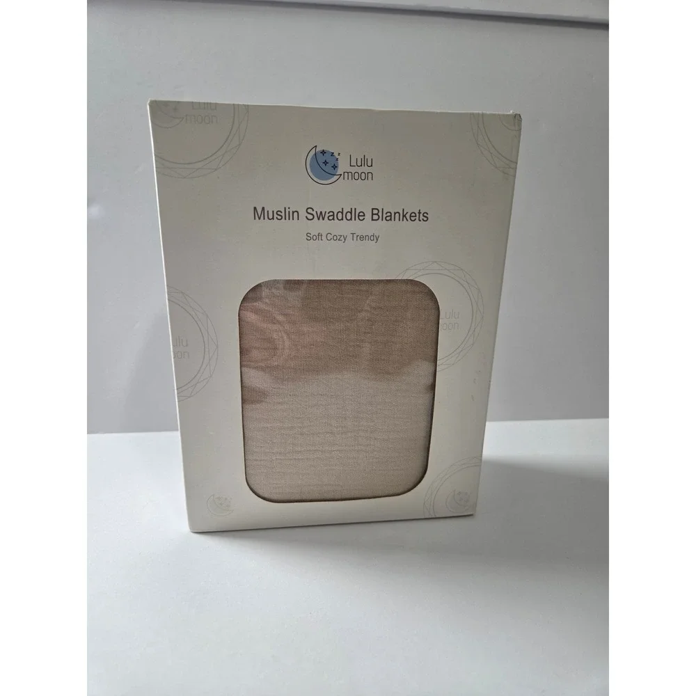 Lulumoon Muslin Swaddle Blankets 100% Cotton Tan Beige New in Box